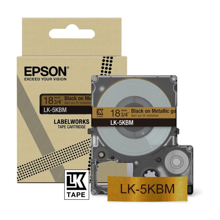 Rouleau d'étiquettes d'origine Epson C53S672093 / LK-5KBM - noir, or