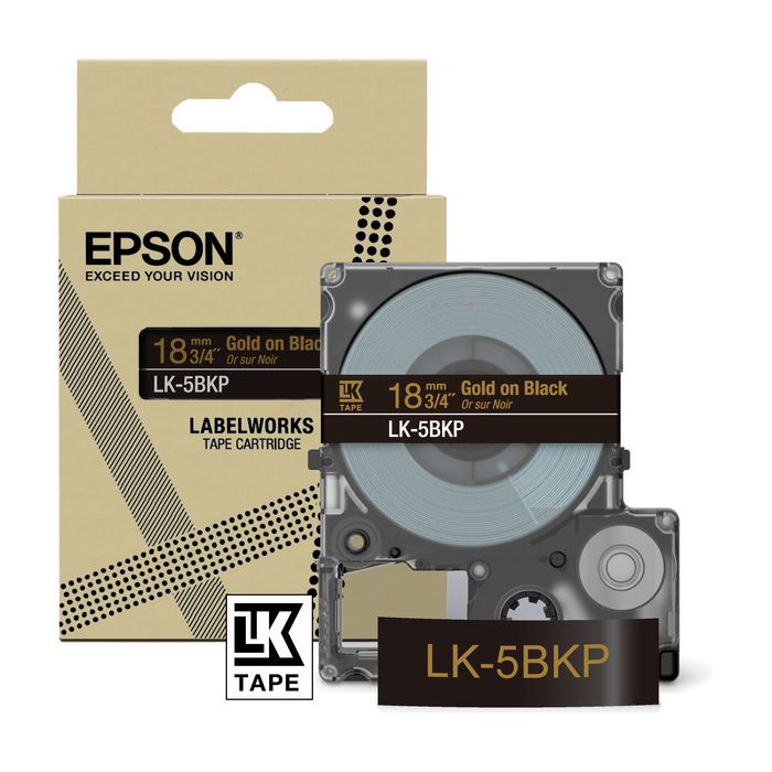 Rouleau d'étiquettes d'origine Epson C53S672095 / LK-5BKP - noir, or