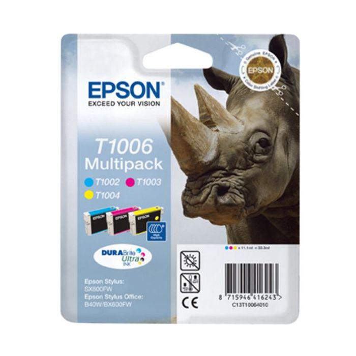 Pack de 3 Cartouches Jet d'encre de Marque Epson T1006 3 Couleurs (Cyan, Magenta, Yellow) (3x11.1ml/2540pages)