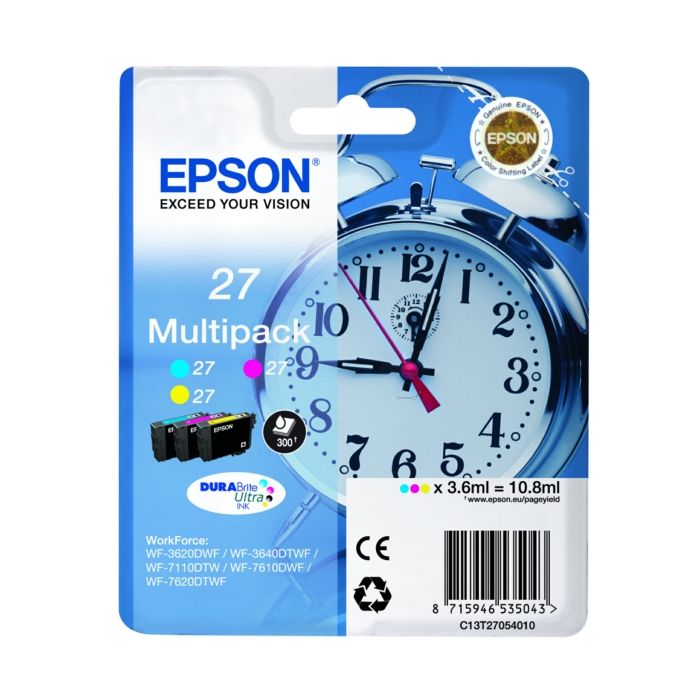 Cartouches d'origines Epson C13T27054012 / 27 - multipack 3 couleurs : cyan, magenta, jaune