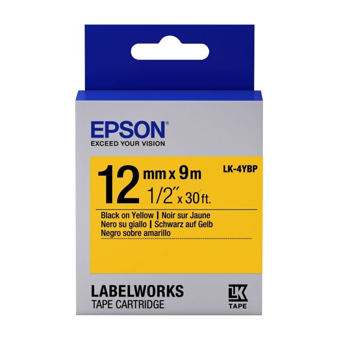 Rouleau d'étiquettes d'origine Epson C53S654008 / LK-4YBP - noir, jaune