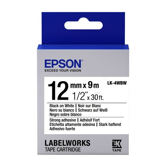 Ruban d'origine Epson C53S654016 / LK-4WBW - noir, blanc