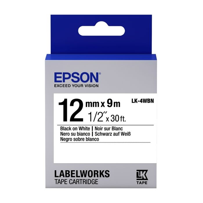 Ruban d'origine Epson C53S654021 / LK-4WBN - noir, blanc