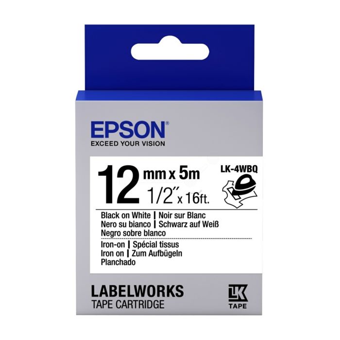 Rouleau d'étiquettes d'origine Epson C53S654024 / LK-4WBQ - noir, blanc
