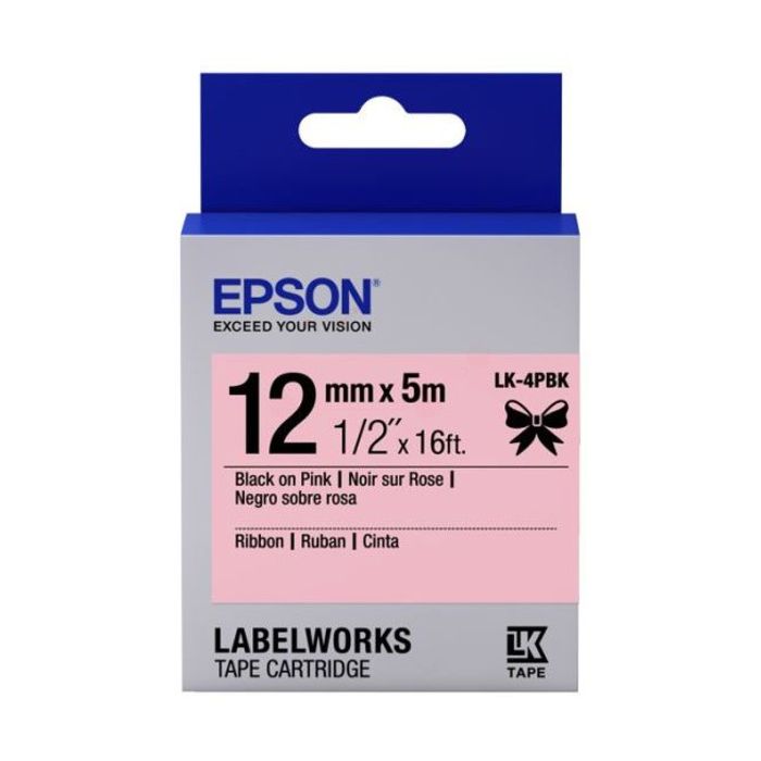 Rouleau d'étiquettes d'origine Epson C53S654031 / LK-4PBK - noir, rose