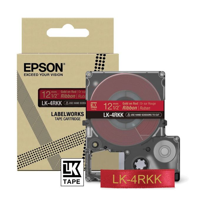 Rouleau d'étiquettes d'origine Epson C53S654033 / LK-4RKK - rouge, or