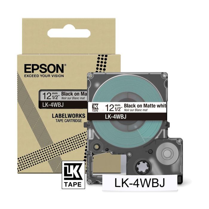 Rouleau d'étiquettes d'origine Epson C53S672062 / LK-4WBJ - noir, blanc
