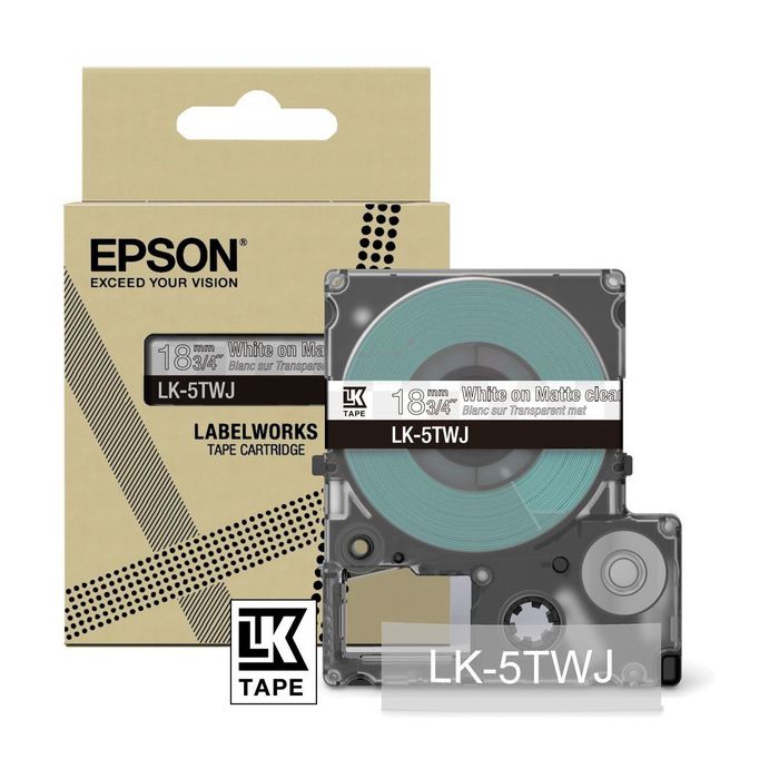 Rouleau d'étiquettes d'origine Epson C53S672069 / LK-5TWJ - transparent, blanc