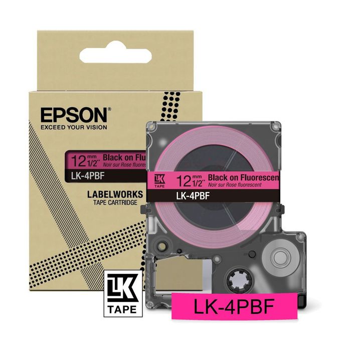 Rouleau d'étiquettes d'origine Epson C53S672100 / LK-4PBF - noir, rose