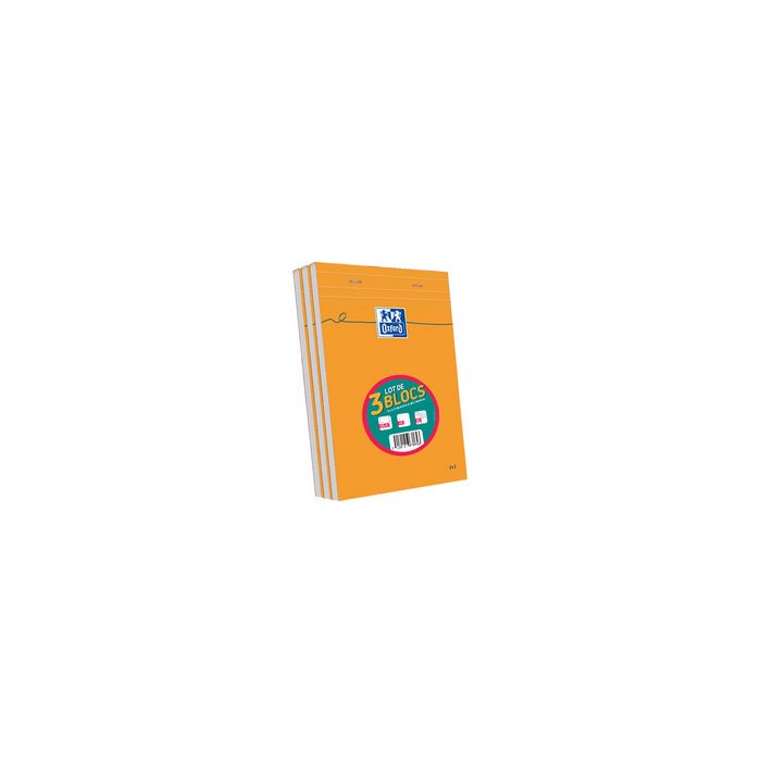 Oxford Bloc-notes, A5, quadrillé, 80 feuilles, lot de 3