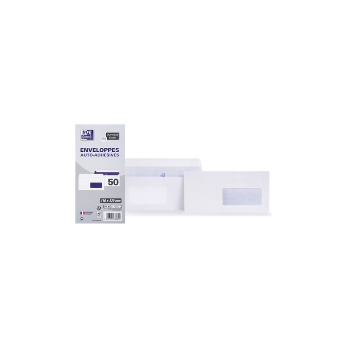 Oxford Enveloppes, DL, 110 x 220 mm, 80 g, auto-adhésives