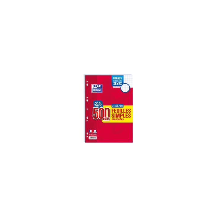 Oxford Feuilles simples perforées, A4, Seyès, MAXI PACK