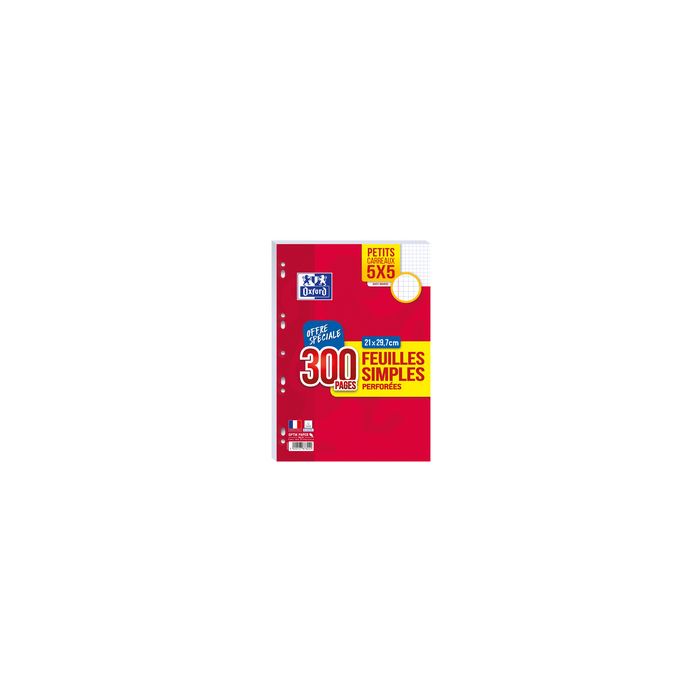Oxford Feuilles simples perforées, A4, quadrillé, Offre