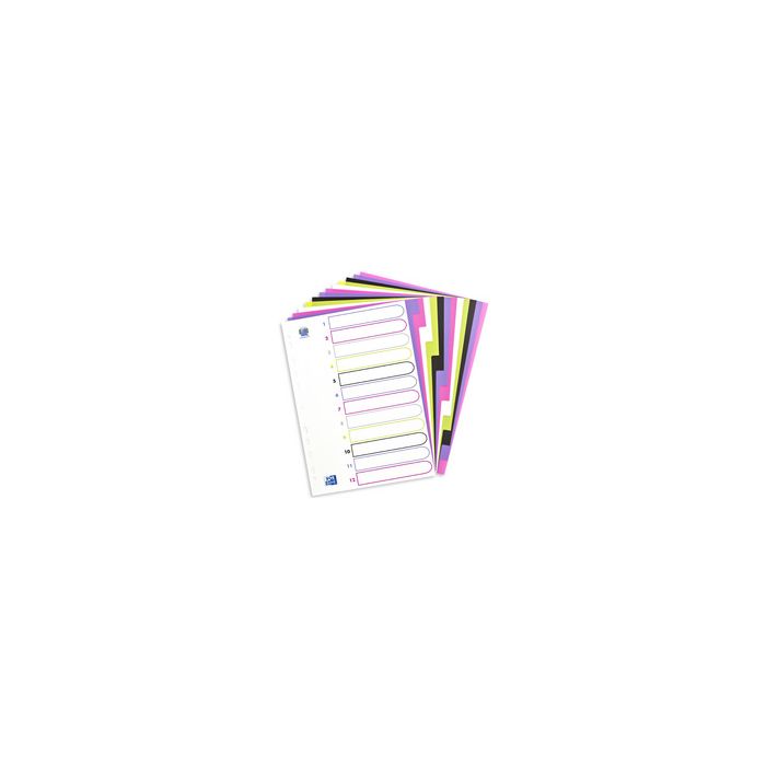 Oxford Intercalaires en plastique myColour, A4, 12 touches