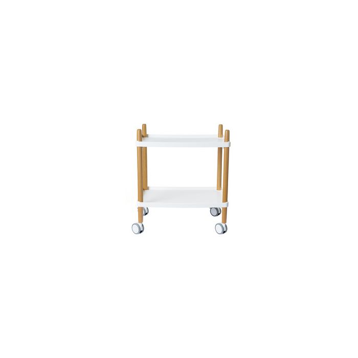 PAPERFLOW Chariot de bureau, 2 étagères, blanc / hêtre