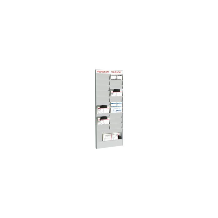 PAPERFLOW Planificateur de bureau mural, 20 casiers, gris