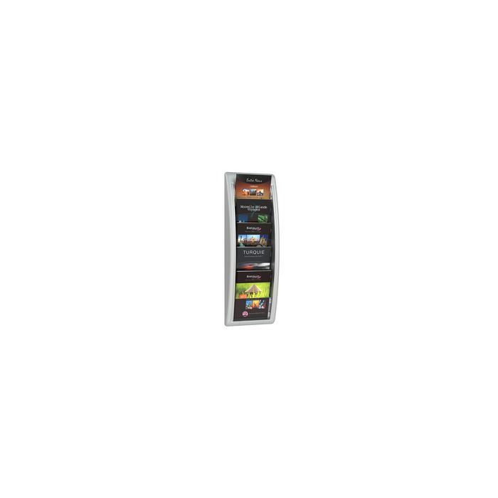 PAPERFLOW Porte-brochures mural Quick fit, A5, gris alu