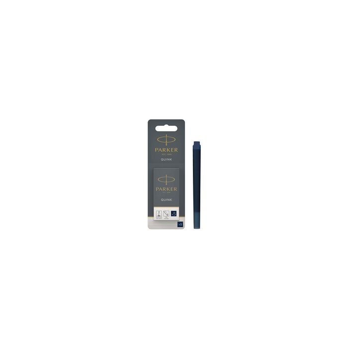PARKER Cartouche d'encre longue QUINK, en blister, bleu noir