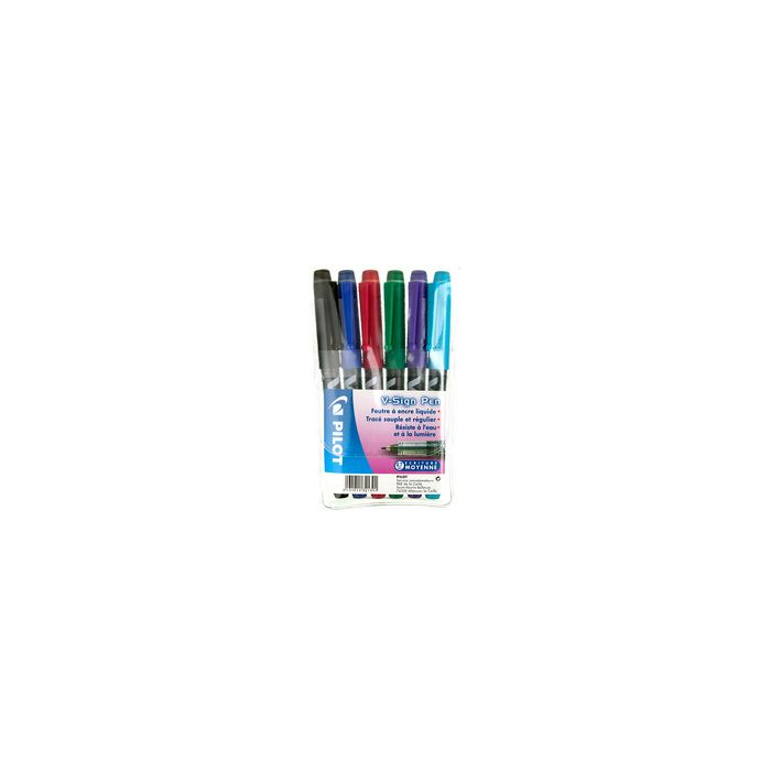 PILOT Stylo feutre V Sign Pen, étui de 6 pièces