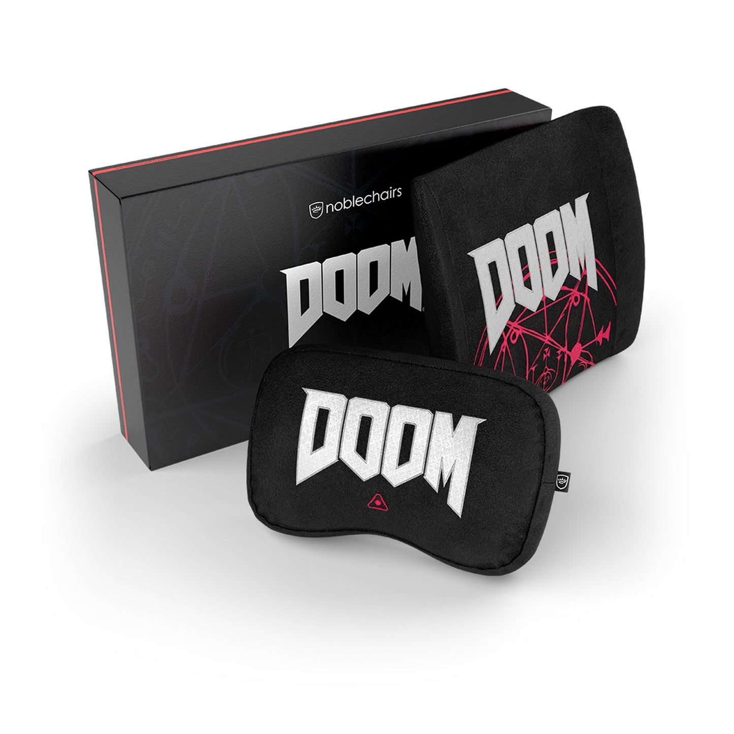 Pack de 2 Coussins pour fauteuil Noblechairs Doom Edition (Noir/Rouge)