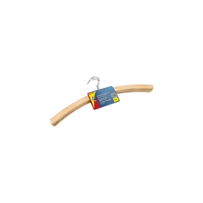 Peggy Perfect Cintre en bois sans barre, paquet de 3, nature