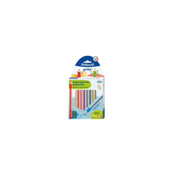 Pelikan Crayon de couleur triangulaire griffix, étui de 12