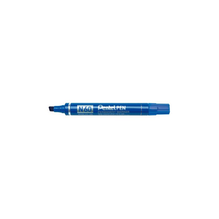 Pentel Marqueur permanent N60, pointe biseautée, bleu