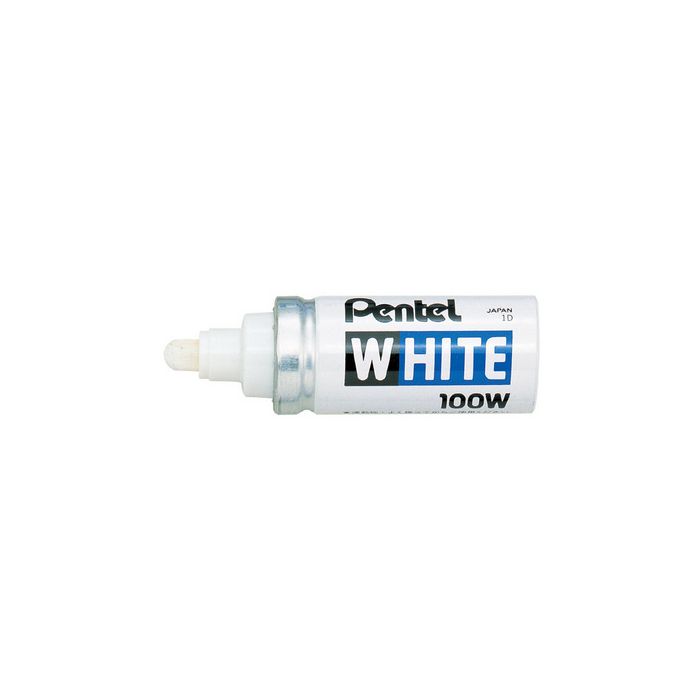 Pentel Marqueur permanent X100W, pointe ogive, 2,5 mm, blanc