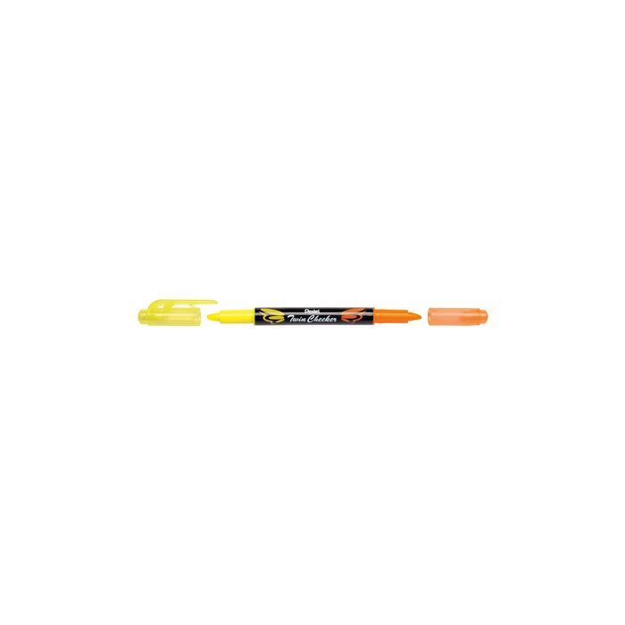 Pentel Surligneur "TWIN CHECKER", 2 pointes, jaune / orange