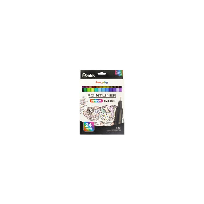 PentelArts Feutre POINTLINER colour dye ink, étui de 24