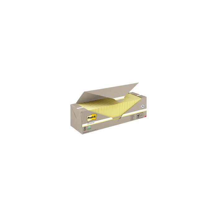 Post-it Bloc-note adhésif Recycling notes, 76 x 76 mm, jaune