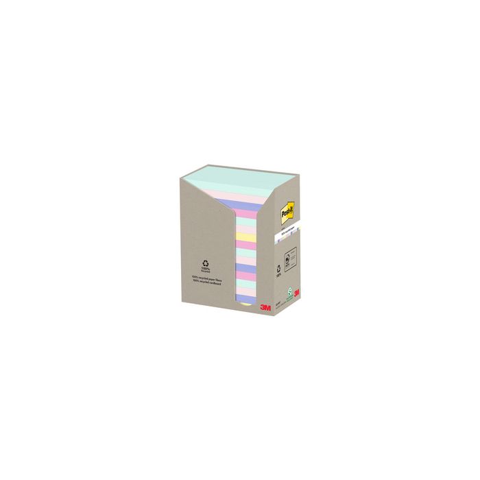 Post-it Bloc-note adhésif Recycling notes, 127x76mm, assorti