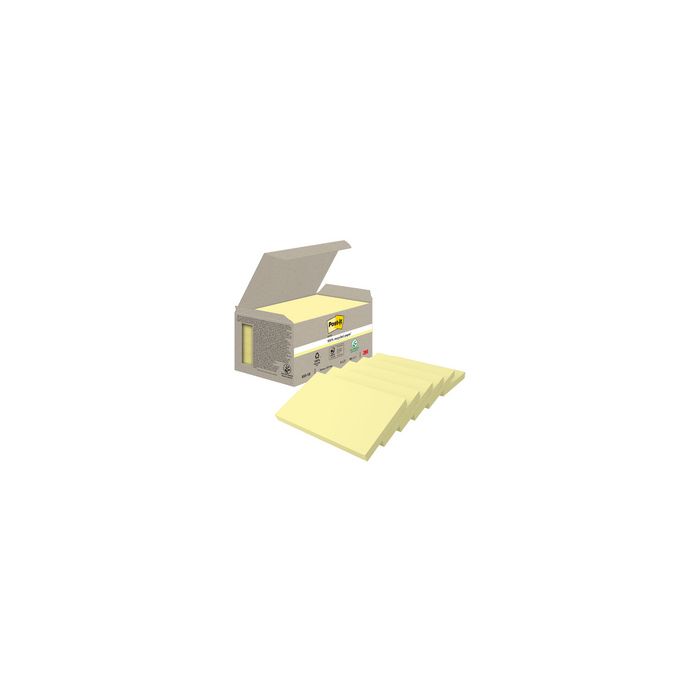Post-it Bloc-note adhésif Recycling notes, 127x76 mm, jaune