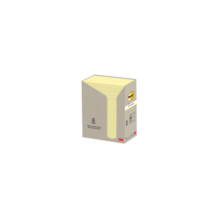 Post-it Bloc-note adhésif Recycling notes, 127x76 mm, jaune