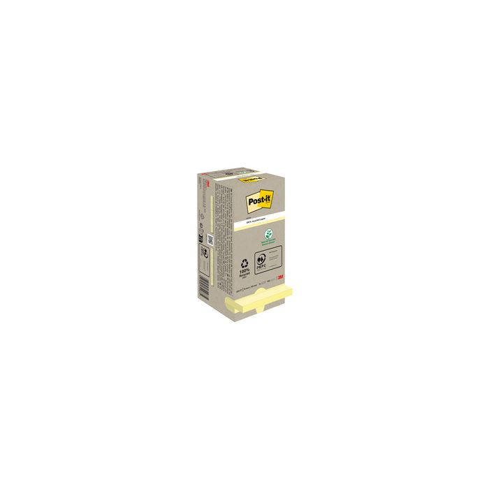 Post-it Bloc-note adhésif Recycling notes, 76 x 76 mm, jaune