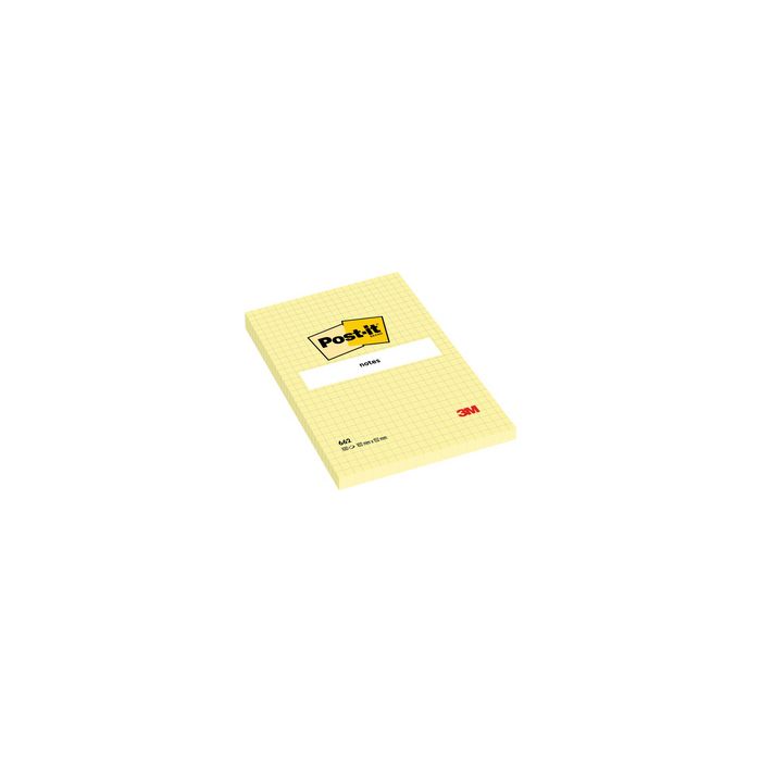 Post-it Bloc-note adhésif, 101 x 152 mm, quadrillé, jaune