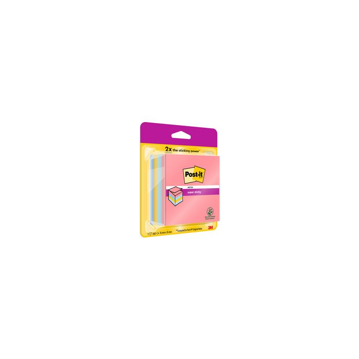 Post-it Bloc-note cube super sticky notes, 76 x 76 mm