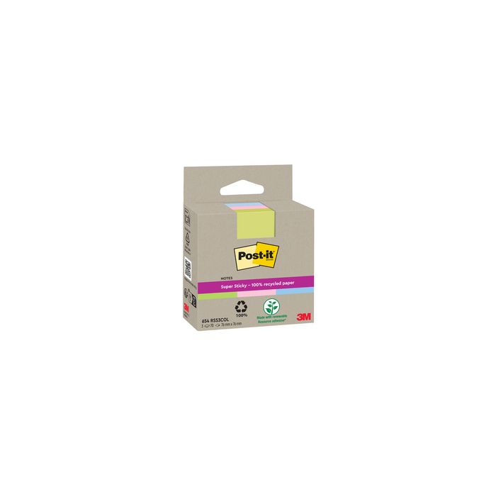 Post-it Bloc-note super sticky Recycling notes, coloré