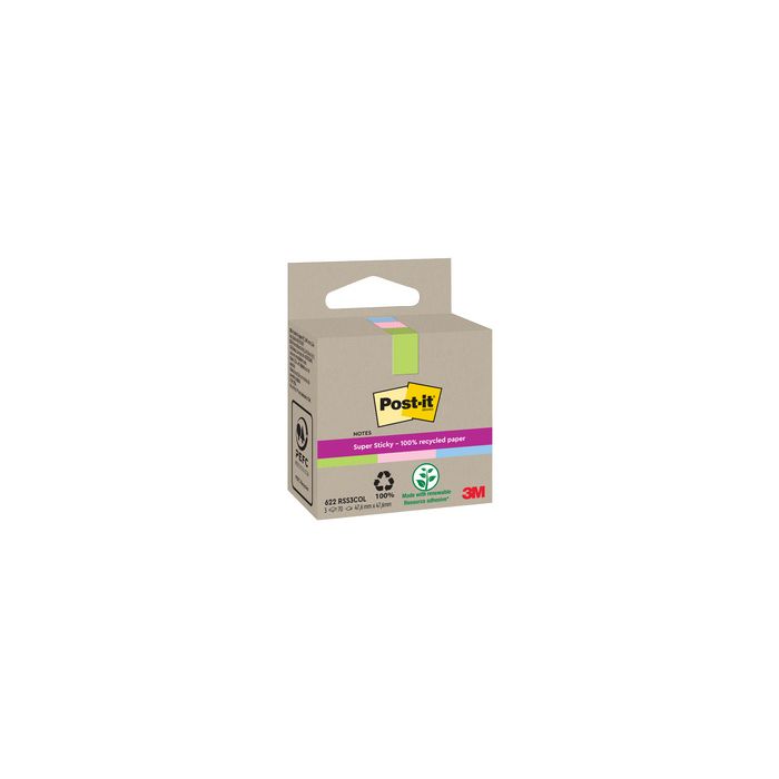 Post-it Bloc-note super sticky Recycling notes, coloré