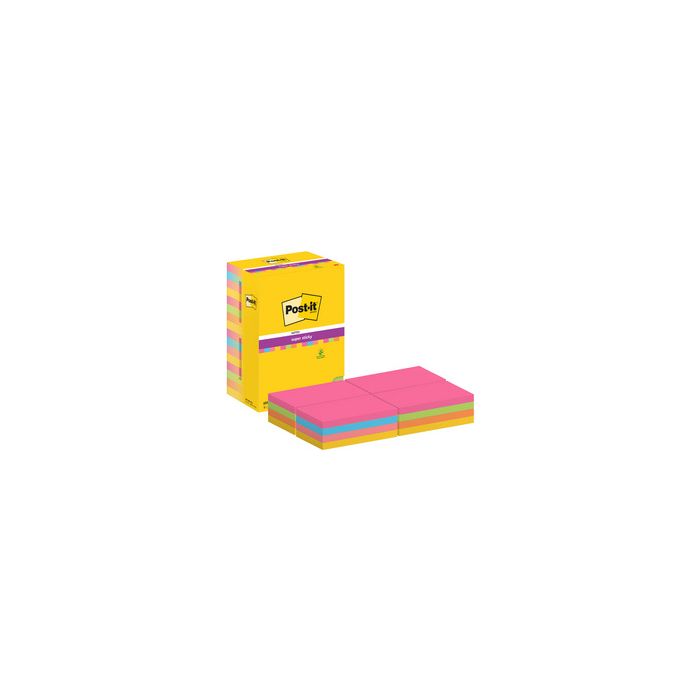 Post-it Bloc-note super sticky notes, 127 x 76 mm, coloré