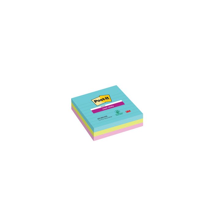 Post-it Bloc-note super sticky notes, ligné, 101 x 101 mm