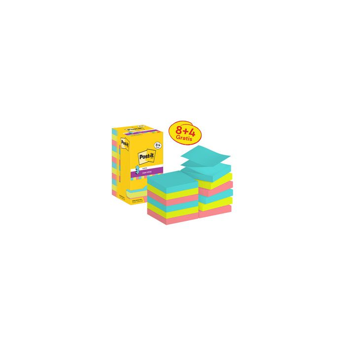 Post-it Bloc-note super sticky z-notes, 76 x 76 mm, 8+4