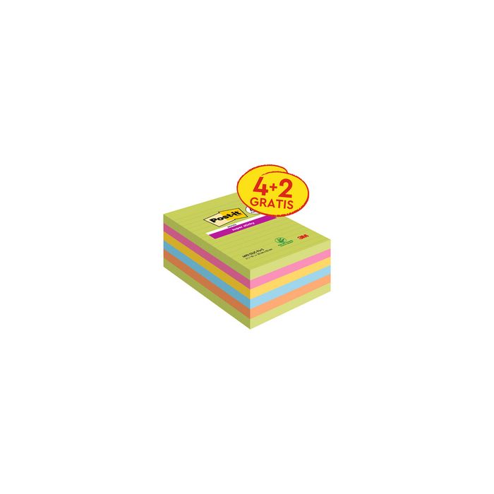 Post-it Bloc-notes super sticky notes, 101 x 152 mm, ligné