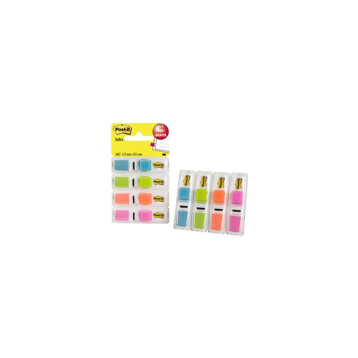 Post-it Marque-pages Index, 11,9x43,2 mm, distributeur de 4