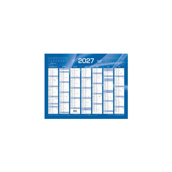 QUO VADIS Calendrier de banque bleu, 135 x 180 mm, 2027