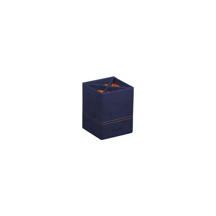 RHODIA Pot à crayons, en similicuir, bleu nuit