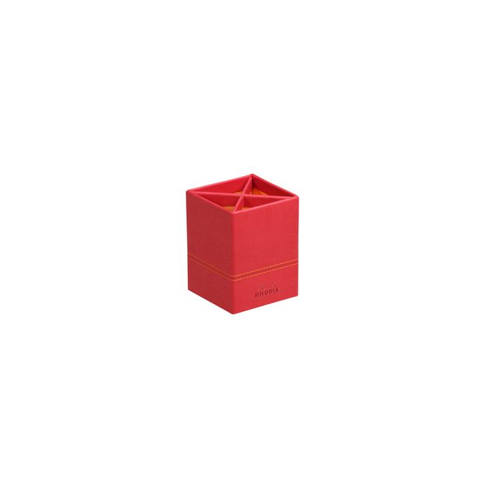 RHODIA Pot à crayons, en similicuir, coquelicot