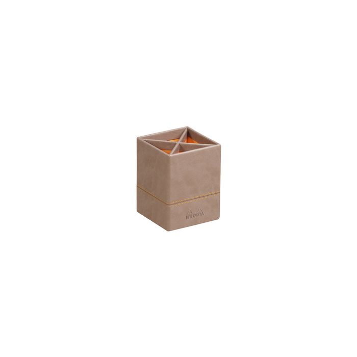 RHODIA Pot à crayons, en similicuir, taupe