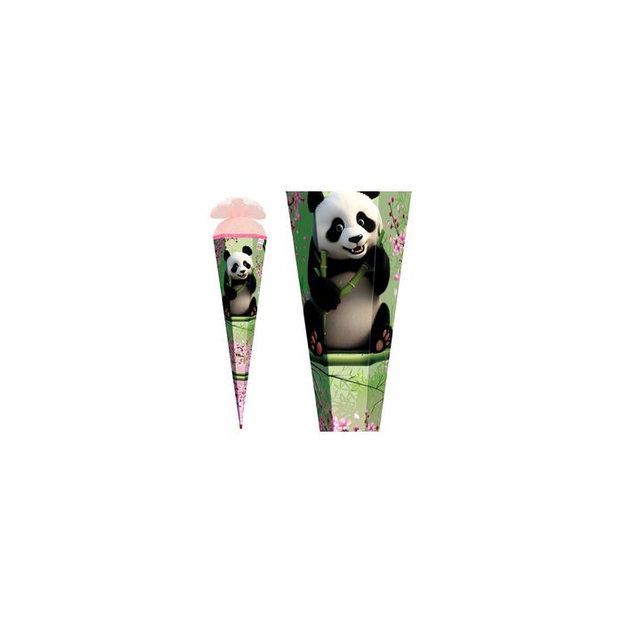 ROTH Schultüte "Panda", eckig, 850 mm, mit Glitzerborte