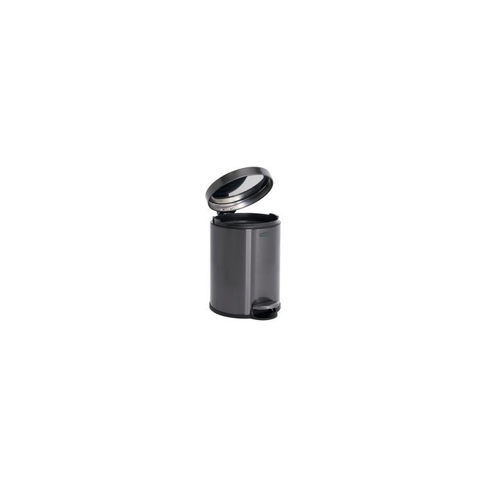 Rubbermaid Poubelle à pédale, ronde, 6 litres, gris foncé
